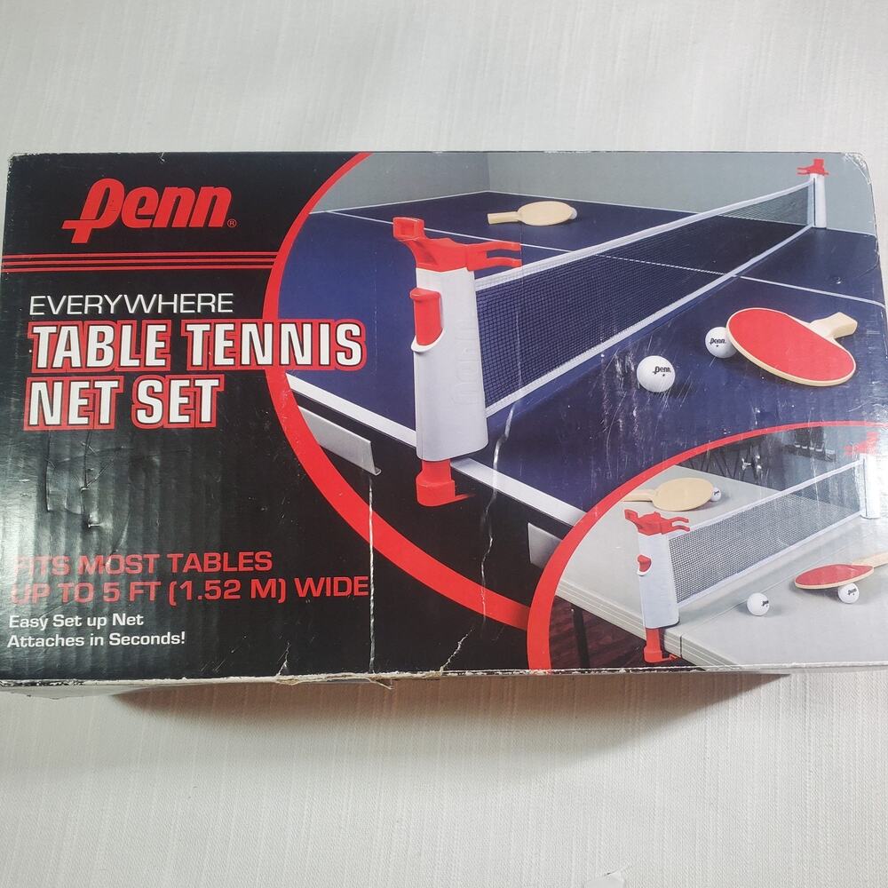 Penn Everywhere Table Tennis Net Set 5' Retractable Net 2 Paddles and 3 Balls